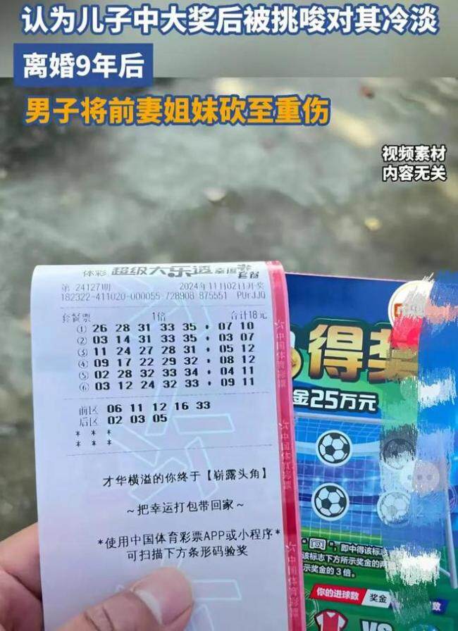 儿子中1000万 父亲生疑砍伤前妻